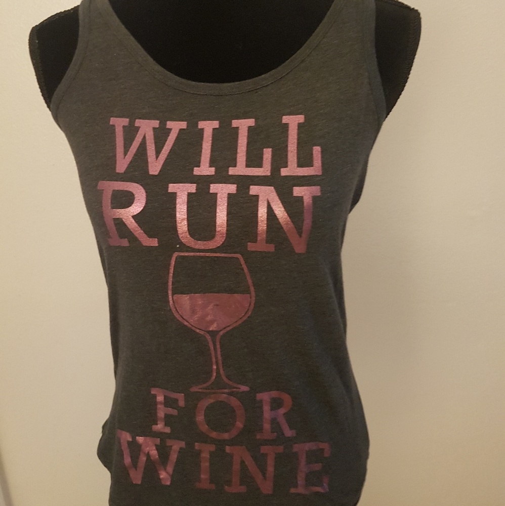 Will Run For Wine Racerback Tank